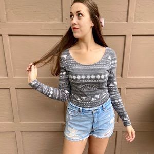 Mudd grey/white fitted shirt long sleeve